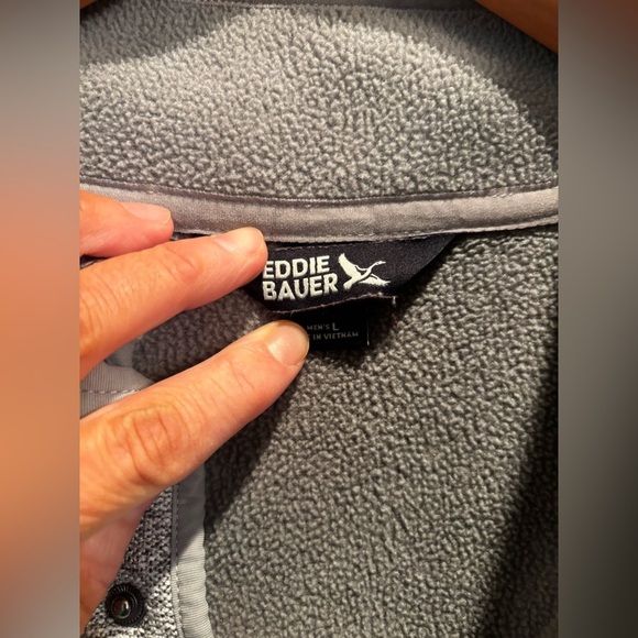 Eddie Bauer Men's Heather Gray Zip-Up Sweater large winter fall neutral basic - Picture 4 of 14